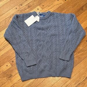 Aelfric Eden Blue Cable Knit Crewneck Sweater